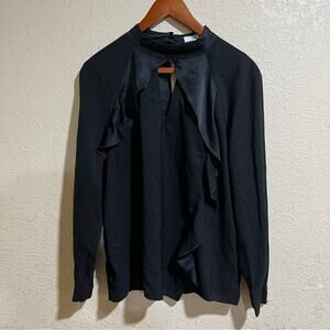 Parker black Cianni Cascading Ruffle long sleeve blouse